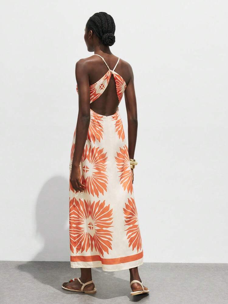 SHEIN Maija Women's Elegant Floral Print Sleeveless Dress, Fashionable Holiday Casual Dress Design, Ideal For Festive Occasions And Resort Wear Business Casual Women's Office Wear Low-Key Old Money Style Effortless Temperament High-End Urban Commuting King Magazine Editor-In-Chief Same Style Urban Social Vacation Party Wear Charming Women's Airport Clothing Stockholm Style All-Season Long Sun Dresses Sundress Long Long Beach Dress Resort Dress Island Dress  St Patrick's Day Women Easter Summer Outfits Easter Dress Women Party Top Beach Dress Summer Holiday Outfits Each Vacation Outfits For Women  Summer Outfit For Women Going Out Outfits Graduation Graduation Outfit  Casual Dresses  Casual Blouses For Women