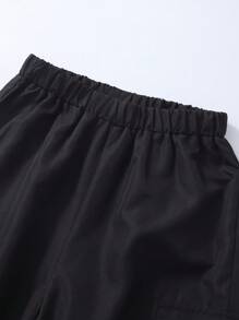 3pcs Teen Girl Set: Solid Color Hoodie Top And Adjustable Strap Cargo Pants Fall Winter - Multicolor - View 3