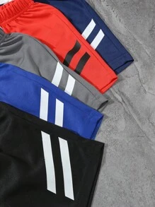 5 chiếc quần short dệt kim cạp chun in nhiều màu phong cách đường phố cho bé trai, vải mềm, thời trang và đa năng để mặc hàng ngày - Nhiều màu - Xem 3