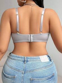 SHEIN 1 Stück Unterstützender und Push-up BH Große Größen für Damen, einfacher lässiger Bügel-BH - Grau - Übersicht 2