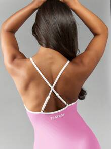 Missguided x Playboy MISSGUIDED Leistungsaktiver Ganzkörperanzug mit ärmellosem Oberteil, Kreuzrücken-Gymnastikanzug, Hochleistung für Ballett-Training im Sommer und Frühling