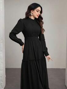 Graceveil Đầm ren dài tay thanh lịch màu trơn cho nữ - màu đen - Xem 3