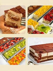 Molde rectangular para pastel, olla de tarta de queso Tiramisu de acero inoxidable con marco desmontable para hornear pastel, pastel de queso, mousses - Multicolor - Ver 2