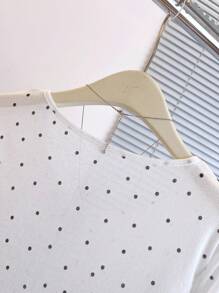 Franclia 波点休闲通勤简约女士轻便夹克，春夏 - 白色 - 查看 8