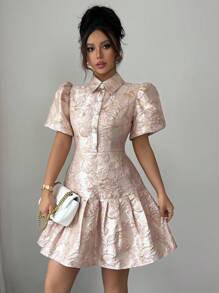 Rafferiza 女士优雅提花短裙，夏季