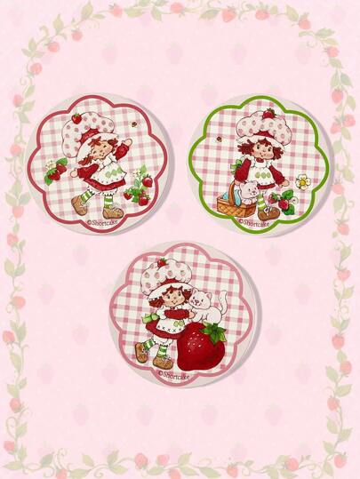 3pcs/Set PU Leather Cartoon Print Coasters, Heat Insulation Placemats, Round American Cute Dining Table Mats