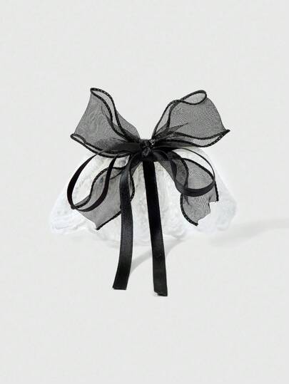 Kawaii Lace Frill Bow Low Ponytail Hair Clip