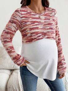 SHEIN Sudadera informal de 2 en 1 con efecto de color block para maternidad - Multicolor - Ver 5
