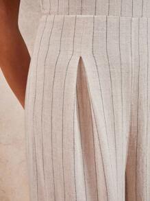 COSMINA Women's Casual Striped Tube Top Jumpsuit, Summer - Apricot - View 6