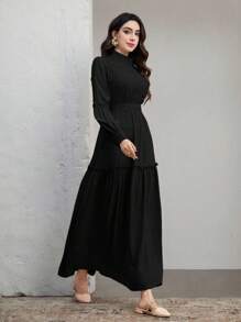 Graceveil Đầm ren dài tay thanh lịch màu trơn cho nữ - màu đen - Xem 4