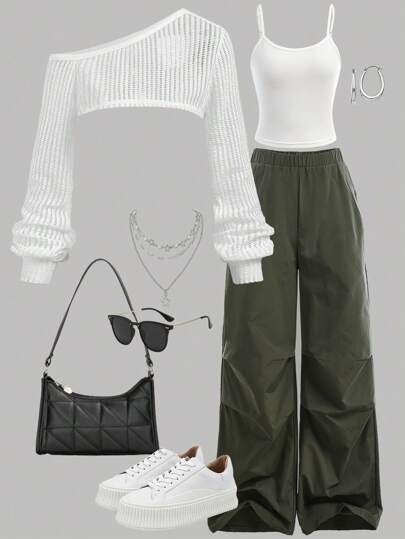 Girlism 3 parça Tween Kızlar Siyah ve Bej Rahat Eşleşen Set, Sokak Stili, Okula Dönüş, Atlet Üst ve Şortlu Yivli Örgü Kolsuz Yelek, Sonbahar/Kış İçin Uygun