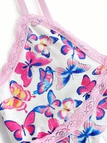 Pink Butterfly Lace Print Sweet Cute Wear-Outer Top For Teen Girls - Pink - View 3