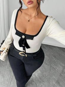 Elenzga Áo thun nút kim loại họa tiết hoa 3D Colorblock cỡ lớn thanh lịch, bộ sưu tập Kooky Elegance (Woe Is Me Vibes) (Wednesday Aesthetic) không bao giờ lỗi mốt - màu đen - Xem 3