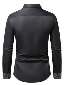 Manfinity Mode 男士拼布格子单排扣休闲长袖衬衫，秋季