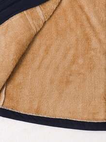 SHEIN 青少年男童字母印花拉链连帽夹克，带保暖内衬，秋冬男童冬季夹克，男童连帽夹克，男童羊毛夹克，儿童冬季外套，男童外套 - 藏蓝色 - 查看 8