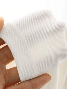 DAZY 女士圆领休闲 T 恤秋季上衣长袖上衣 - 白色 - 查看 6