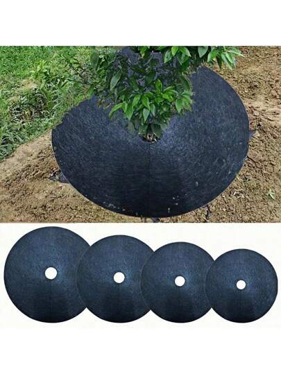 2 piezas Anillo de mantillo de árbol no tejido, anillo de mantillo de árbol reutilizable de tela no tejida para el control y protección de raíces en jardinería y paisajismo, cubierta de tela no tejida para árboles frutales, huertos y césped