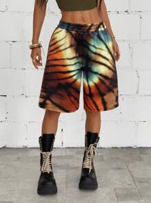 StreetHx Women's Fashion Tie-Dye Elastic Waist Loose Sports Shorts, Summer Streetwear - Multicolor - View 4