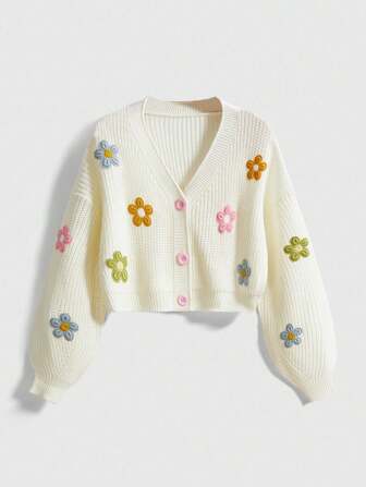 Kawaii Cardigan rose mignon pour femmes avec un design décoratif de bulle de dialogue 3D