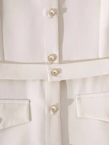 Franclia 女士优雅休闲纯色纽扣迷你连衣裙，适合夏季大学校园穿着