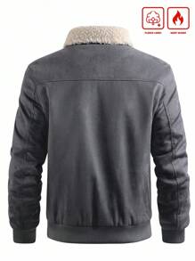 Men's Sherpa Thermal Lined Jacket, Suedette Collar, Fall Winter, Thermal Lined Jacket - Grey - View 2