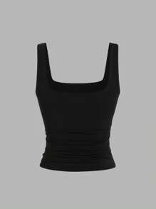 Sweetra Women's Casual Solid Color Camisole Top, Versatile For Summer - Black and White - View 4