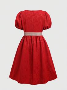 Fairmaia Plus Size Women's Traditional Summer Fiesta German Oktoberfest Dirndl Dress,Square Neck Colorblock Puff Sleeve Vintage Outfit With Apron Floral Print - Multicolor - View 2