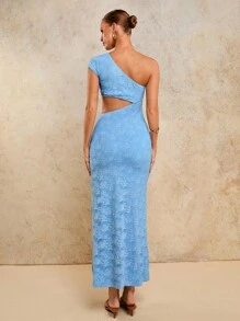 COSMINA Women's Elegant Hollow Out Twist Long Dress, Suitable For Resort, Wedding Party Guest Outfit, Four Seasons
