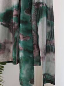 DAZY 1pc Mock Neck Tie Dye Top Sheer Long Sleeve Women Tops Going Out Tops Women - Multicolor - View 10