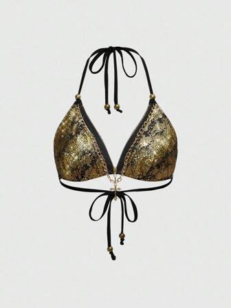 J-Fashion Shibuya Y2K Halter Triangle Summer Fashion Metal Chain Decor Women Top