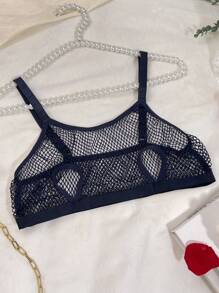 Sujetador de red de pescar sexy y calado para mujer de talla grande