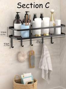 Kệ phòng tắm xuyên biên giới, không đục lỗ, kệ lưu trữ gắn tường, bồn cầu, đồ dùng vệ sinh gia dụng và kệ hoàn thiện - Nhiều màu - Xem 7