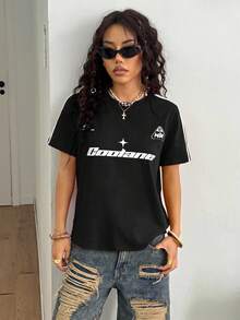Coolane Women's All-Season Going Out Concert Music Festival Streetwear Vintage Graphics Black Fitted Tees,Black Tops