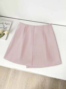 Franclia Graduation Wear Casual Versatile Straps Asymmetrical Hem New Summer Style Khaki Textured Wide Fabric Skirt Ladies Short Skirt Women's Skirt Ladies Summer Clothing Summer Clothing Bottoms