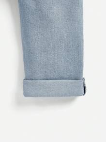 SHEIN 嬰兒男童彈性腰帶破洞牛仔褲,洗水款式