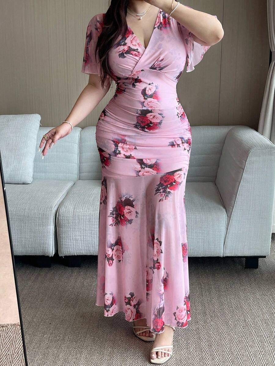 Vibekara 大码优雅迷人美人鱼裙 - 粉色 - 查看 1