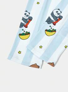 We Bare Bears X SHEIN 1双条纹卡通图案时尚夏季冰袖 - 藍白色 - 查看 4