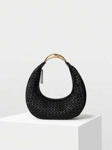 MOTF PREMIUM WOMEN SOLID COLOR WOVEN CHIC COMMUTER SHOULDER BAG
