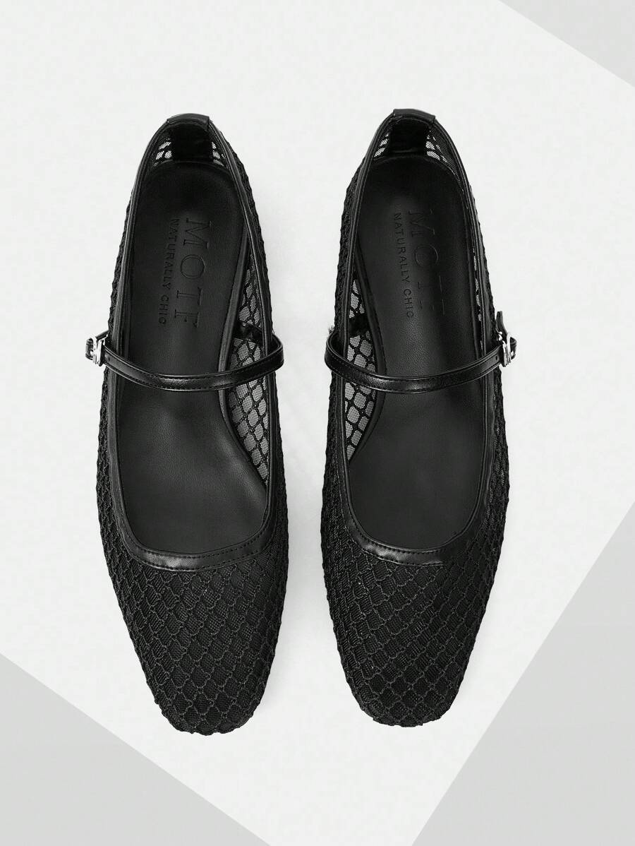 MOTF PREMIUM COMFORTABLE MINIMALIST MARY JANE FLAT SHOES FOR WOMEN, VERSATILE FOR COMMUTE, SUITABLE FOR HALLOWEEN FOR CHRISTMAS - Black - View 1