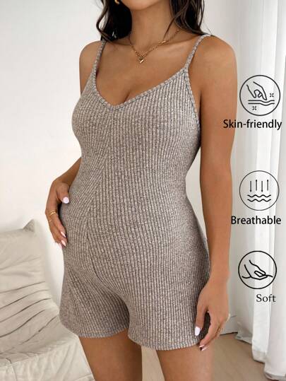 SHEIN Adjustable Strap Solid Color Maternity Romper Summer Romper For Women Short Jumpsuit Women Romper Bodysuit Romper