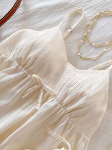 Tween Girls' Casual Basic Vacation Outfit, White Tank Top With Loose Lace Trim And Wide Leg White Pants Linen Two Pieces Set Summer Clothes Set White Summer Outfits Casual Two Pieces Set Cute Summer Outfits Casual Two Pieces Outfits - White - View 3