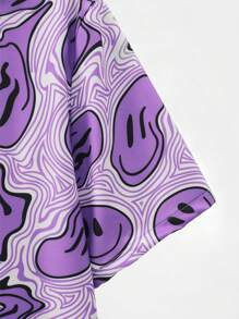 ROMWE MEN Street Life Áo thun nam in hình mặt cười Y2k không có áo phông, đi học - Màu tím - Xem 3