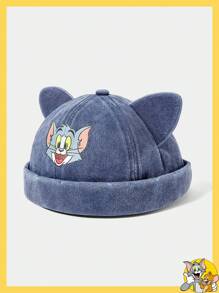 TOM & JERRY X SHEIN 可爱猫耳装饰卡通人物无檐便帽