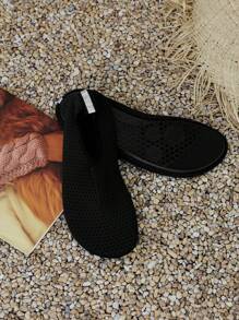 水鞋赤腳水上瑜珈襪速乾沙灘游泳衝浪鞋女式男式 - 黑色 - 查看 2