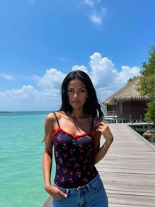 Teen Girl Casual Ditsy Floral Romper For Summer