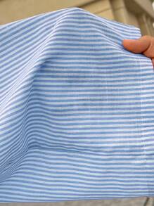 SHEIN Pantalones rectos a rayas de estilo informal para vacaciones de niñas preadolescentes Nova Glow - Celeste - Ver 5