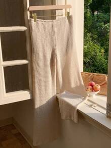 Comfortcana 女士纯色系腰口袋直筒宽松裤，夏季 - 卡其色 - 查看 2