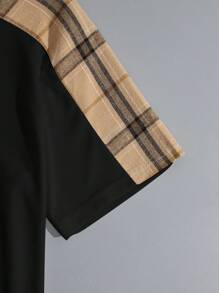 Manfinity RelaxMax Ensemble polo et short casual d'été pour homme en patchwork à carreaux, vêtements d'automne