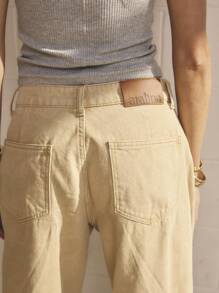 Aralina Women's Pocket Design Loose Casual Relaxed Fit Straight Leg Jeans - Khaki - View 4