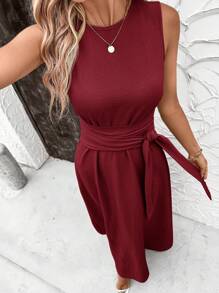 Ellevyn Vestido sin mangas de unicolor para mujer, elegante para el verano